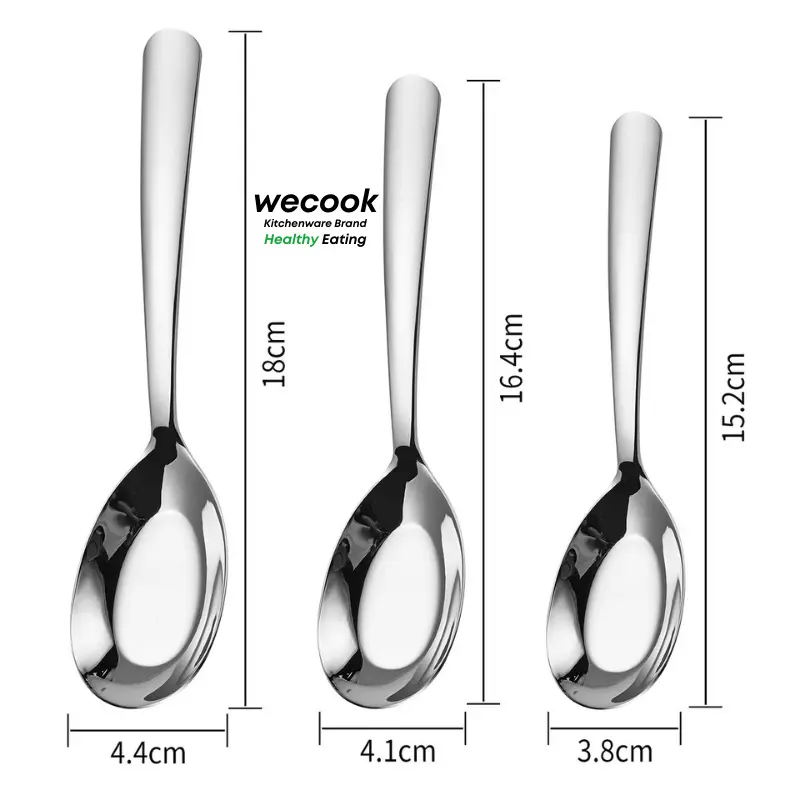 Thìa Inox 304 ăn cơm, phở lòng sâu cán dài trơn WECOOK cao cấp sáng bóng bền đẹp (BA39) 8