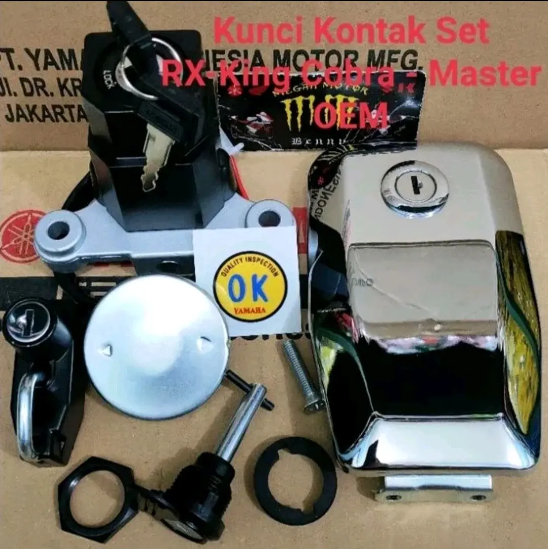 Kunci Kontak Set RX-King Cobra - Master. Tahun Tua 1 Kunci 4 Lubang. OEM Kunci Ada Tulisan YAMAHA Accessories