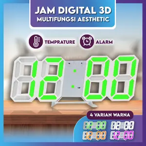 Jam Dinding Digital USB Alarm 3D 2in1 Multifungsi Gantung LED