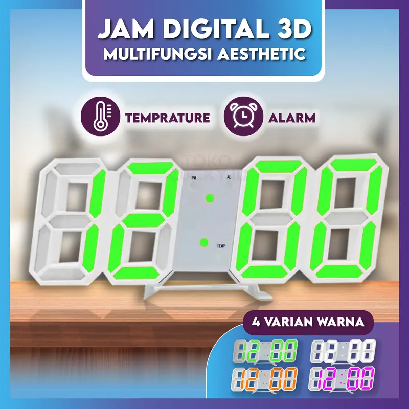 Jam Dinding Digital USB Alarm 3D 2in1 Multifungsi Gantung LED 0