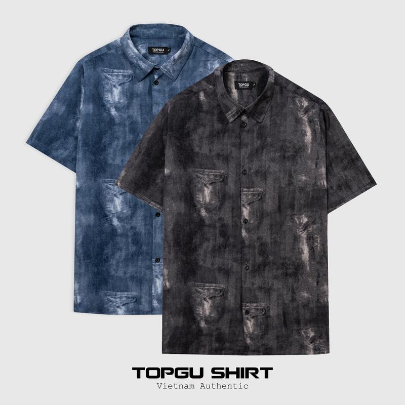 Áo sơ mi 2 TOPGU họa tiết Vân Bò, vải lụa thoáng mát không nhăn, form regular Nam Menswear Cổ Tròn