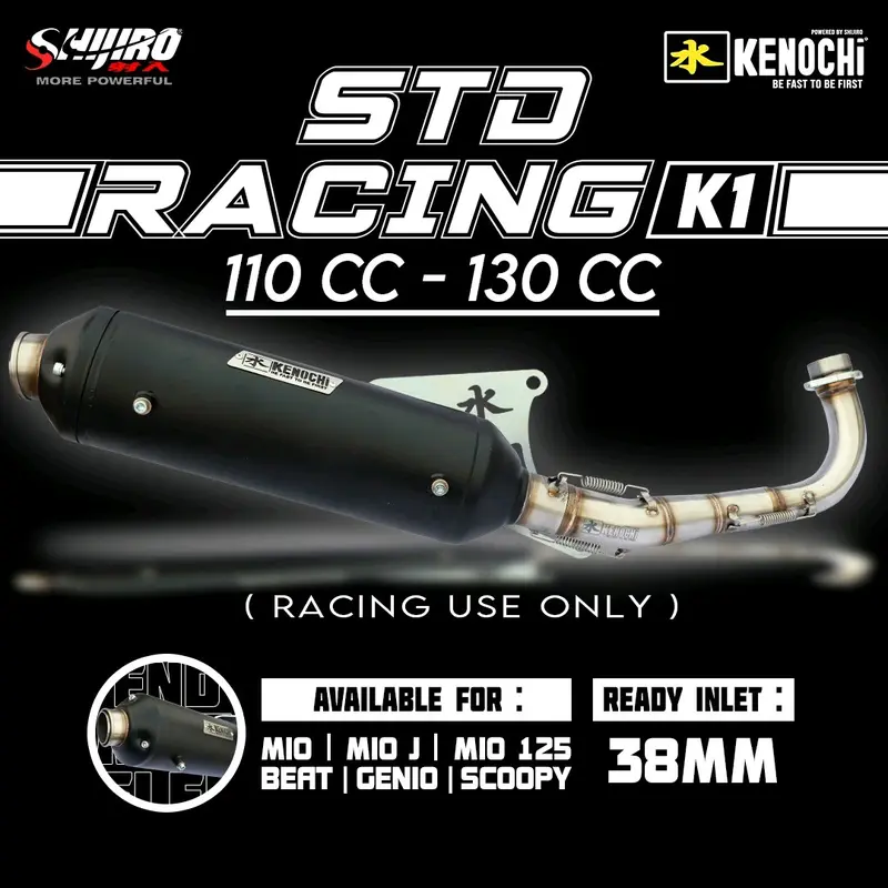 KNALPOT STANDAR RACING KENOCHI TYPE K SERIES BLACK FOR MIO KARBU MIO J MIO M3 SOUL GT XEON RC FAZZIO BEAT SCOOPY GENIO VARIO 110 0
