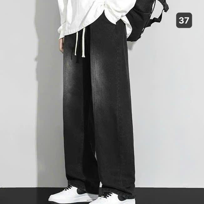 Quần baggy jeans nam ống rộng có túi màu đen wash xám nhạt trơn cao cấp - NấmStore BG37 chất bò dãn nhẹ from dáng chuẩn Menswear Pants