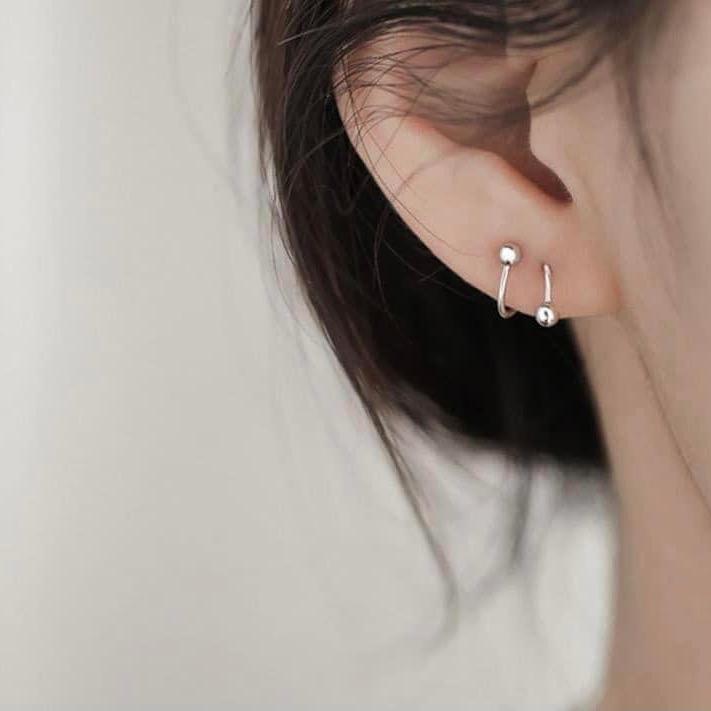 Bông tai bi xoắn bạc ta LOPA SK123 cá tính điệu đà Kỷ niệm xinh xắn trang sức phụ nữ điểm nhấn,thu hút thời trang quà tặng sinh nhật bạn thân