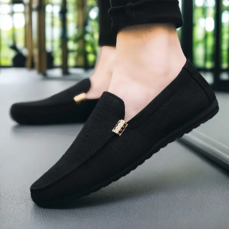 Men'S Solid Color Canvas Slip-On Shoes, Casual And Comfortable Flat Shoes, Suitable for Outdoor Activities.