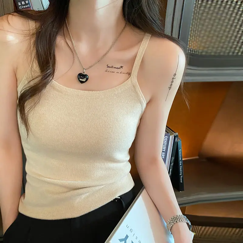 2025 Summer Women's Knitted All-match Skinny Strap Base Top