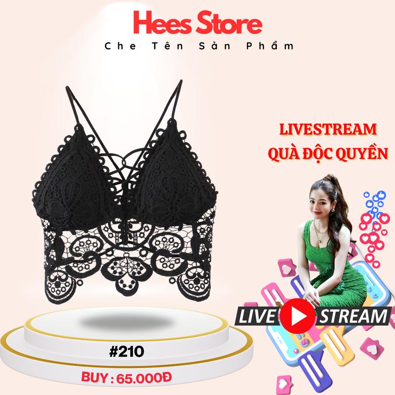 [Freesize: Vòng 1 dưới 85cm] Áo Lót Nữ Đi Biển Mút Mỏng Gợi Cảm Sexy HEES - 210 Top Bra Women Ren Cotton Trắng Tua Rua chỉ giặt tay 【buy1 take 1 black