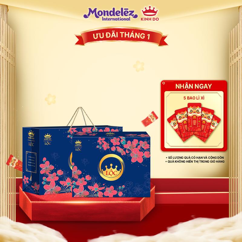 [ĐỘC QUYỀN ONLINE] Bộ Quà Bánh Tết Kinh Đô Lộc - Hộp Giấy 1,210G - CÓ TÚI GIẤY