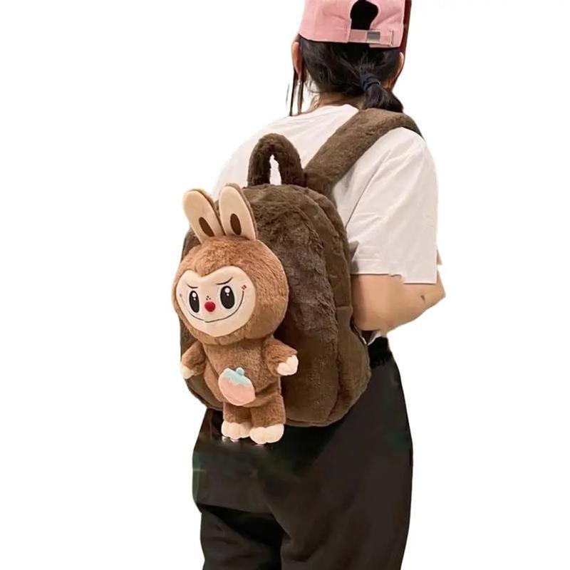 Ba lô đeo vai sang trọng Labububu nhồi bông dung tích lớn Nhung Backpack 0