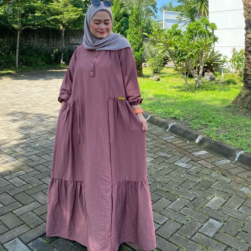 GAMIS WANITA GITA REMPEL LONG DRESS KATUN POLO LINEN PREMIUM LD120 7