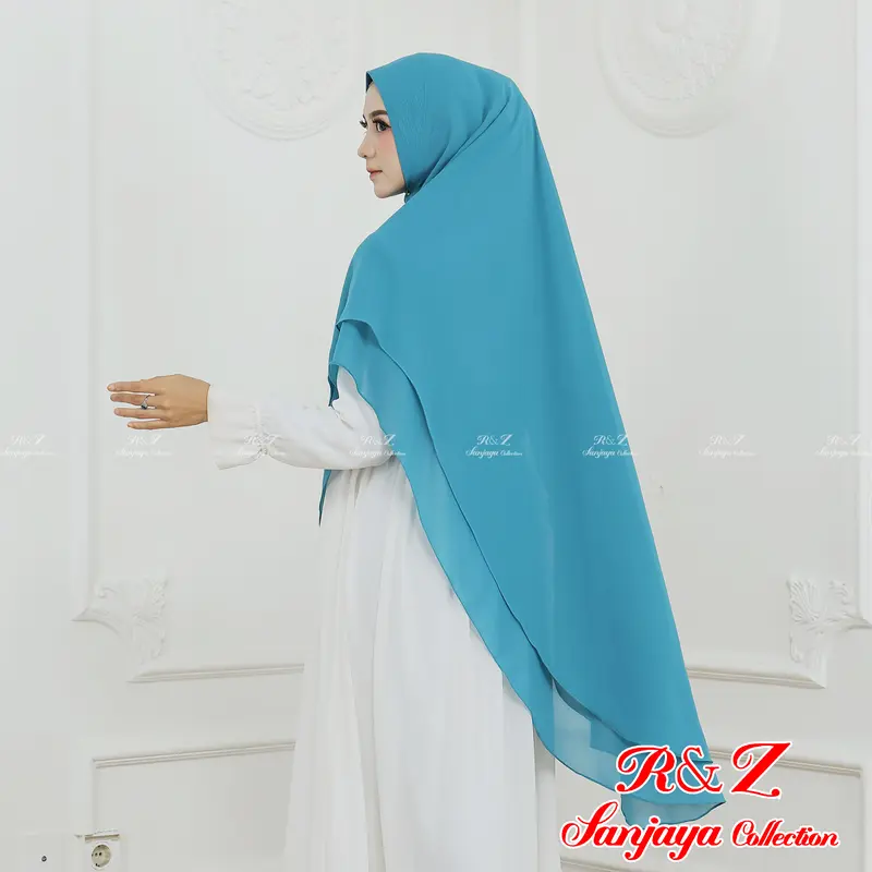 Khimar Ceruty Amirah 2 Layer Pet Antem by R&Z SANJAYA Jilbab Kerudung Panjang Muslim Ceruti Syari Instan 4