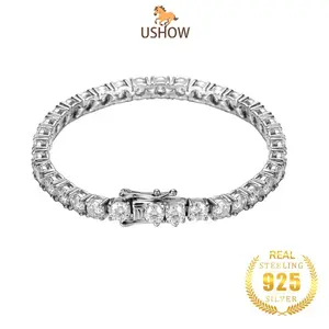 USHOW 925 Gelang Perak Wanita 5A Zircon Perhiasan Grosir
