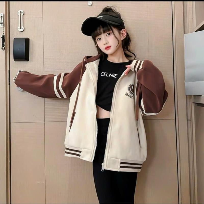 ÁO khoác nỉ bé gái 18-45kg kiểu hình mặt cười. Thiết kế năng động, cá tính. 3