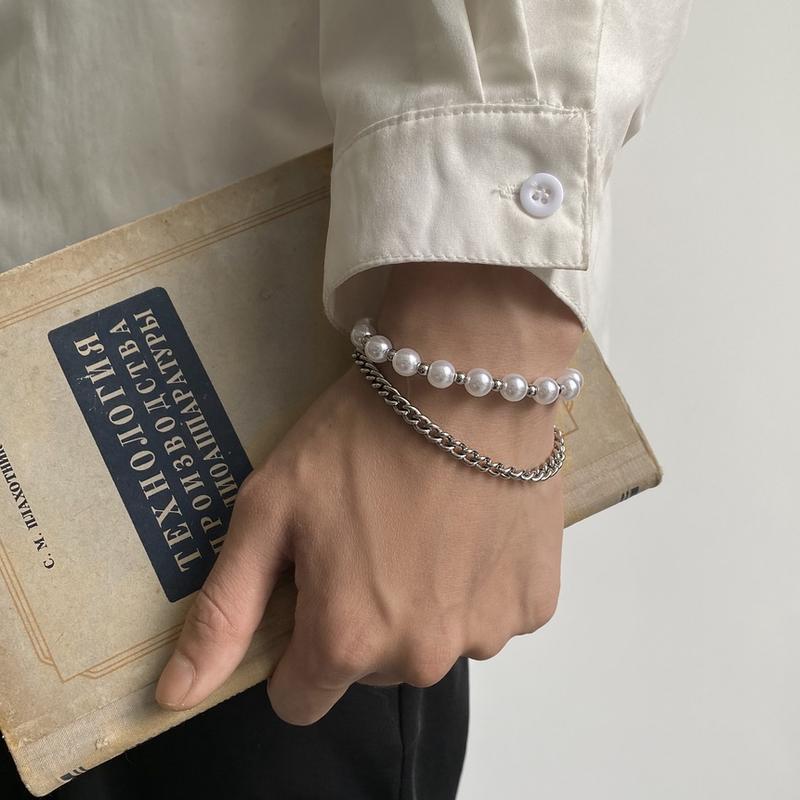 Vòng Tay Dây Chuyền Xích Hai Lớp, Được Cá Nhân Hóa, Thanh Lịch Và Thời Trang, Dễ Phối Đồ, Hợp Xu hướng, Dành Cho Nam Và Nữ