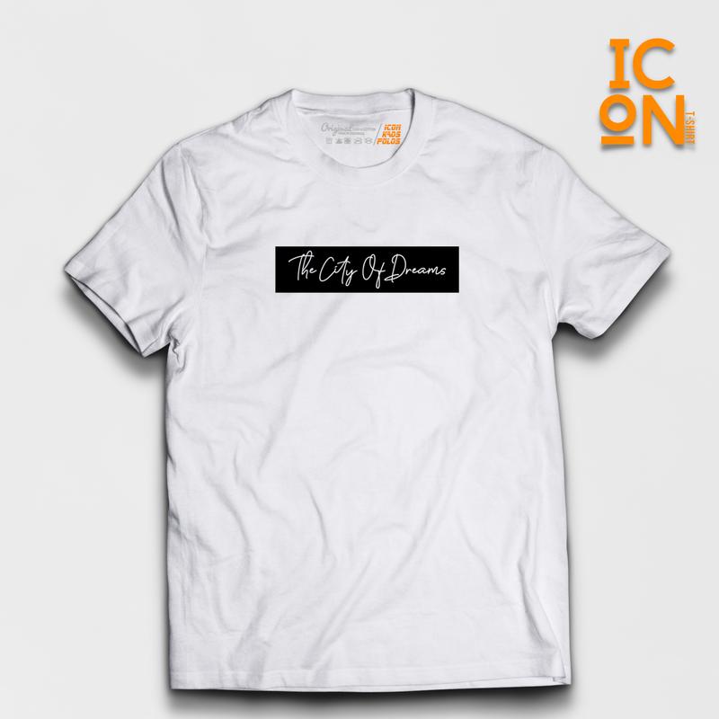 Kaos Cowok Distro Pria | Atasan Baju Katun Combed 24s The City Of Dream Hitam Putih | T-Shirt Simple Lengan Pendek Sablon Motif Keren 1