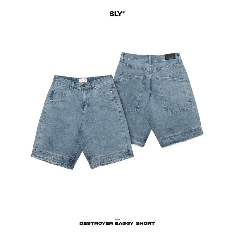 Quần đùi ống rộng qua gối SLY Destroyer Baggy Jeans Short Nam Nữ