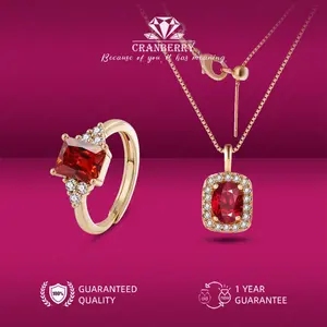 OS3-D249 Set Kalung dan Cincin Wanita Cranberry Jewelry Premium Lapis Emas 18k Anti Luntur Anti Berubah Warna Garansi 1 Tahun Resmi Size Adjustable Kualitas Grade Terbaru Aksesoris Perhiasan Cincin Nikah Permata VVS1 Elegan COD