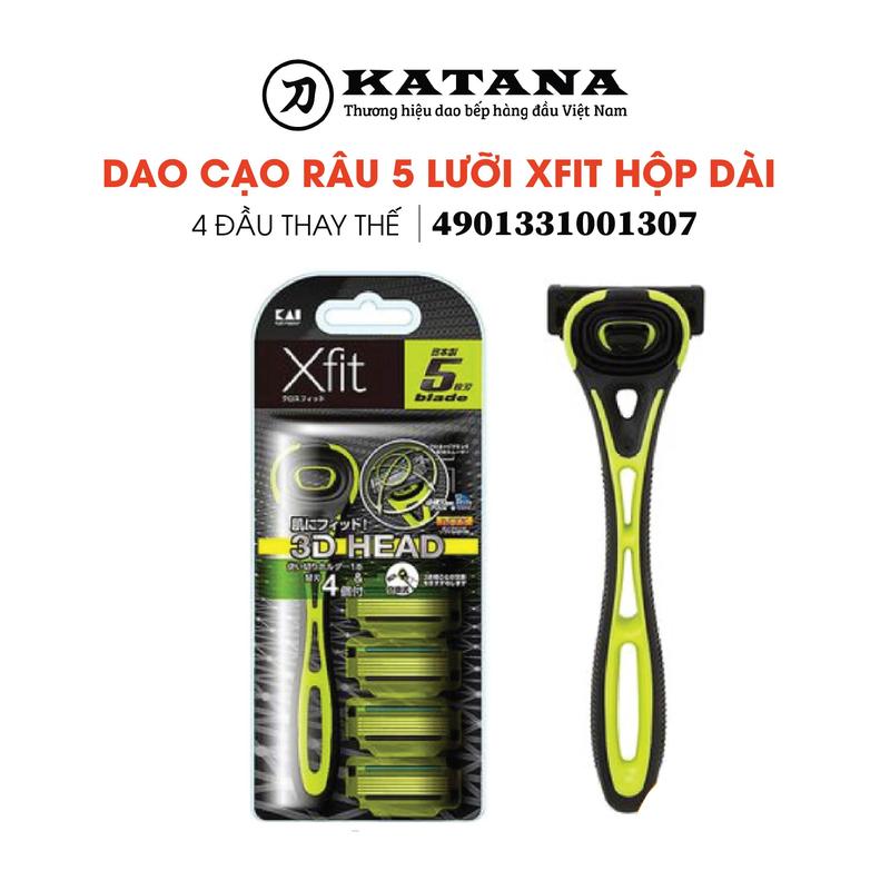 Dao cạo râu 5 lưỡi cao cấp Xfit Nhật Bản kèm 4 đầu thay  (hộp dài)