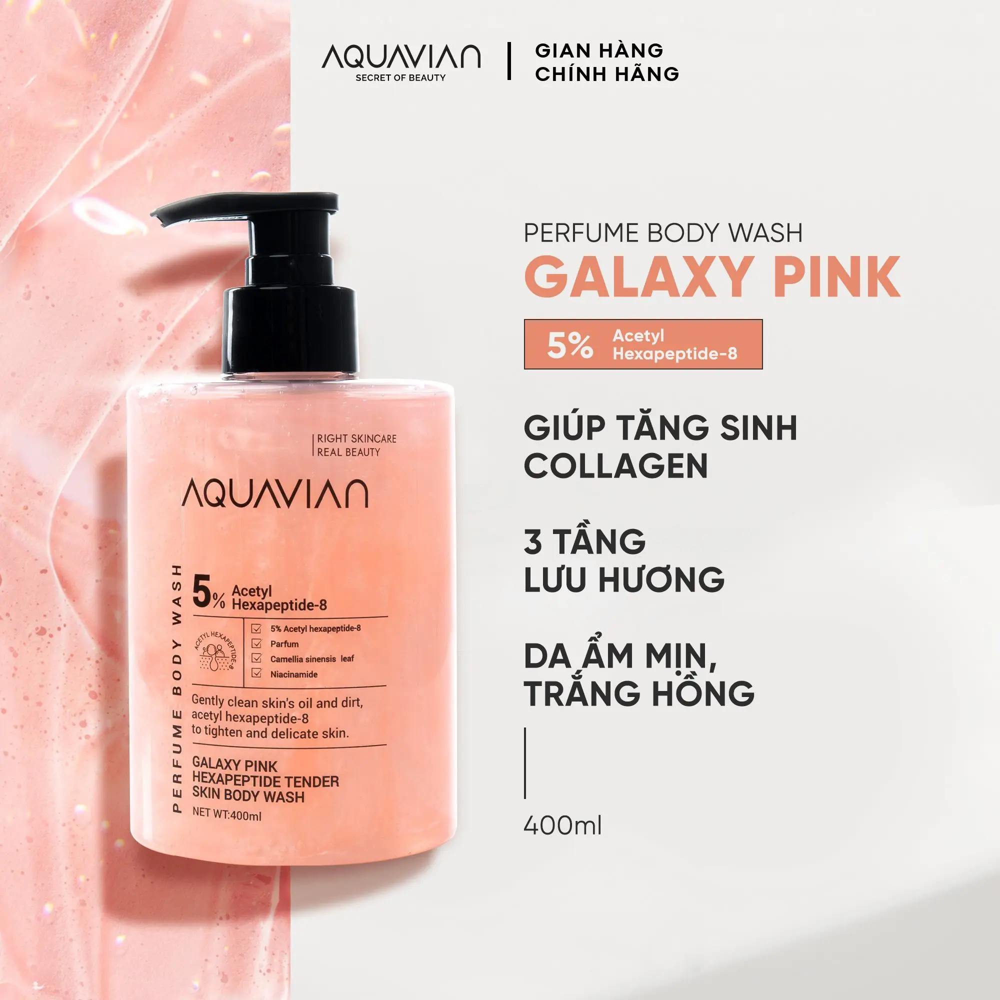 Sữa Tắm Nước Hoa GALAXY PINK 400ml Mùi Hương Êm Ái, Dễ Chiụ