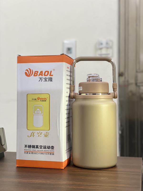 POGSHOP Bình Giữ Nhiệt 24h WY17 dáng lùn miệng rộng mẫu mới BAOL inox 304 có ống hút dung tích 1200ml 1500ml 1800ml