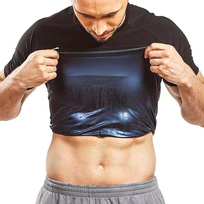 Men Sauna Sweat Vest and Short Sleeve Heat Trapping Shirt Sweat Body Shaper Waist Slimming Shapewear Workout Compression Shirt_voghion.com
