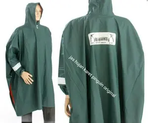 JAS HUJAN PONCHO PINGUIN  dengan bahan Pvc rubber LGX777 SUPER TEBAL DAN ORI warna Biru hijau
