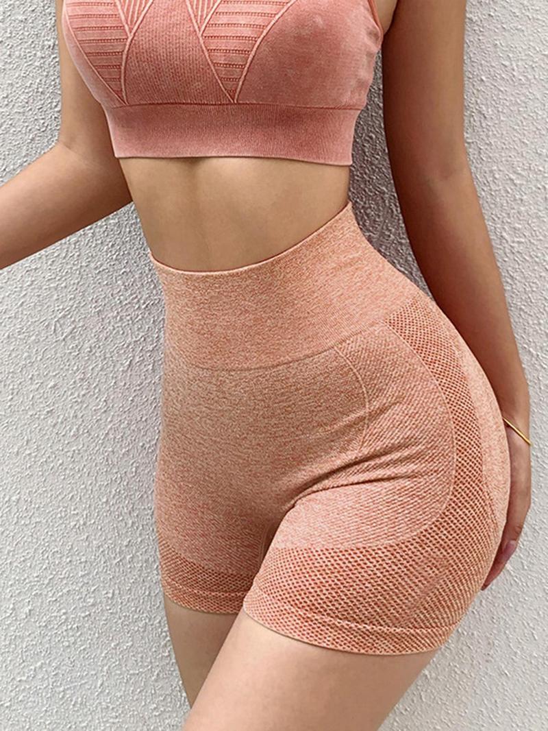 Product Introduction of Women's Solid Color High Waist Sports Shorts, Breathable Comfortable High Stretch Yoga Shorts, Ladies Sportswear for Indoor Outdoor Wear 5