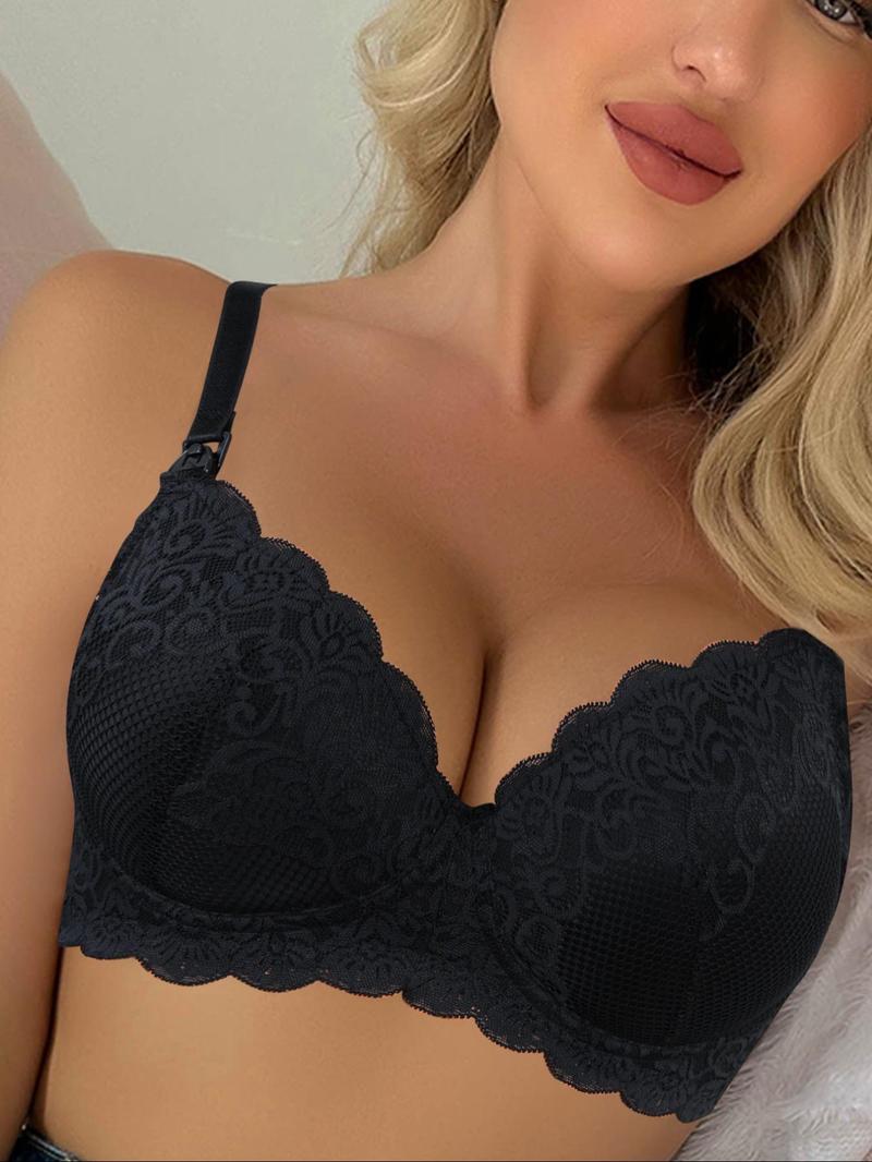 Product Introduction of Women's Plain Floral Lace Push Up Bra, Comfortable Breathable Underwire Bra, Lingerie for All Seasons 5