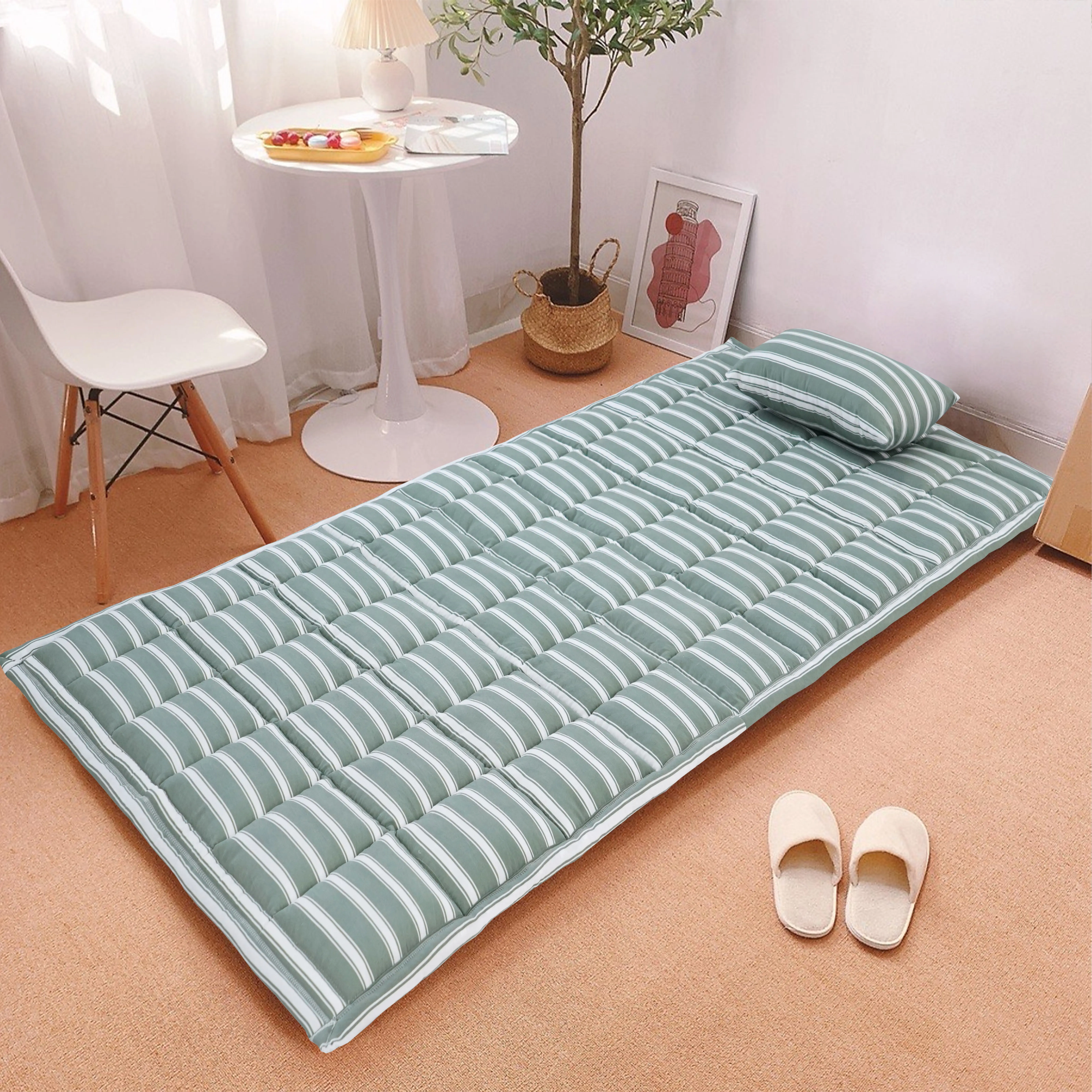 Nệm Topper Văn Phòng Vải Đũi  [TẶNG GỐI]  siêu mềm mại, mịn màng, thoáng khí, thân thiện với môi trường - Phù hợp với 4 Mùa  80x190