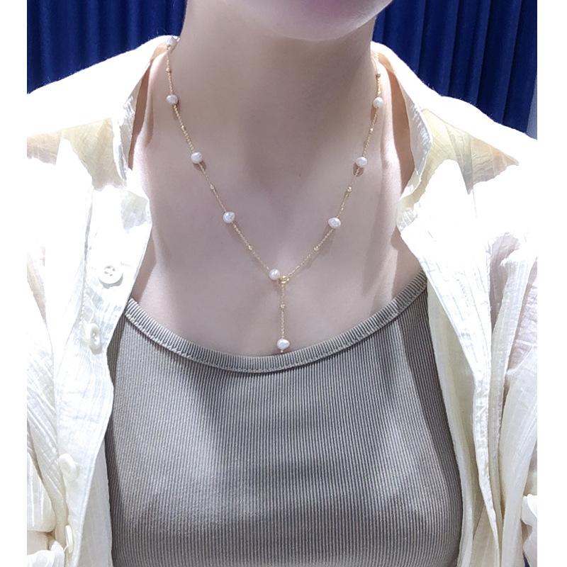 Product Introduction of Natural Jewelry Classic Hot Selling Product Zhuji Pearl Natural Freshwater Pearl Starry Pearl Necklace High-Grade Light Luxury Clavicle Chain Summer 18