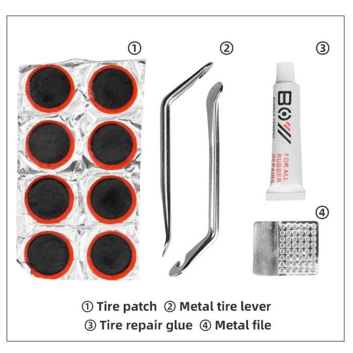 ROCKBROS GJ2145 Bike Inner Tire Repair Tool Set Kit Patch Cungkilan Lever Lem Tambal Ban Sepeda Metal Portable Outdoor 2
