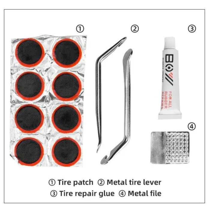 ROCKBROS GJ2145 Bike Inner Tire Repair Tool Set Kit Patch Cungkilan Lever Lem Tambal Ban Sepeda Metal Portable Outdoor 1