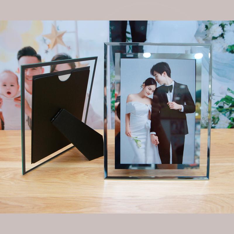 Khung ảnh 13x18, 15x21 Kính Pha Lê Cao Cấp Để Bàn, làm Quà Tặng cực sang trọng, Hỗ trợ in ảnh theo yêu cầu Decor Khung Tranh Trang Trí Nhà den Decor Phòng Treo Tường ảnh  cưới frame
