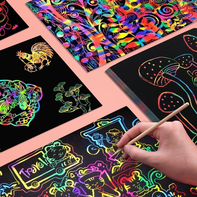 A4 Colorful scraping paper children diy handmade creative graffiti ...
