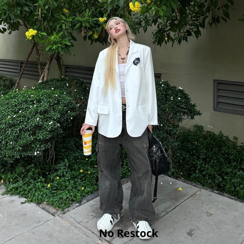 Áo khoác blazer REGODS form rộng unisex nam nữ vải Flannel 2 lớp - Women, Top