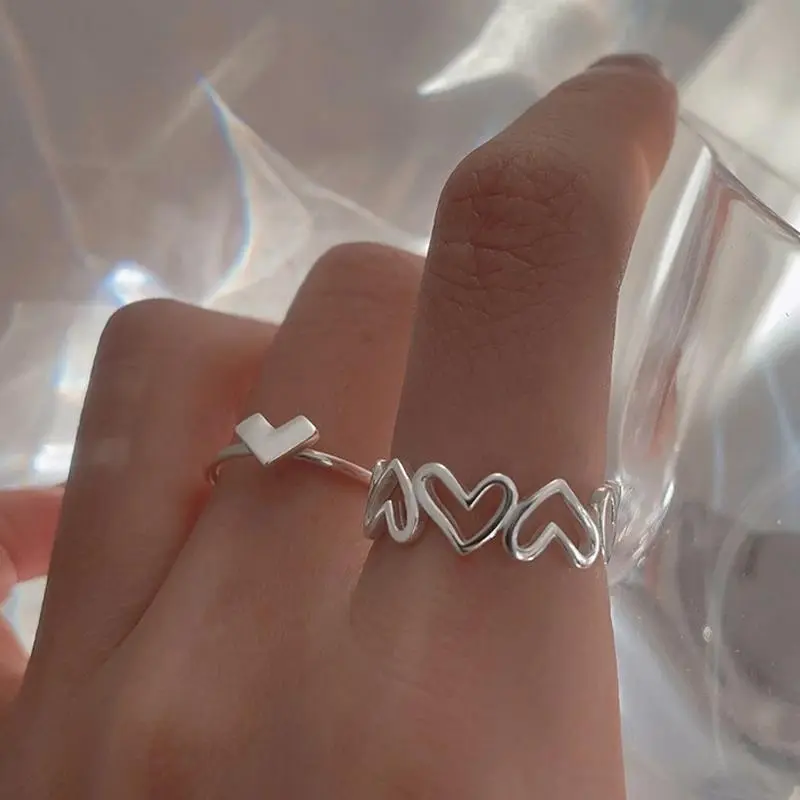Nhẫn Hở Hình Trái Tim, Thời Trang Khoét Lỗ, Phong Cách Unisex, Nhẫn Mạ Điện Hợp Kim, Phụ Kiện Thời Trang 1