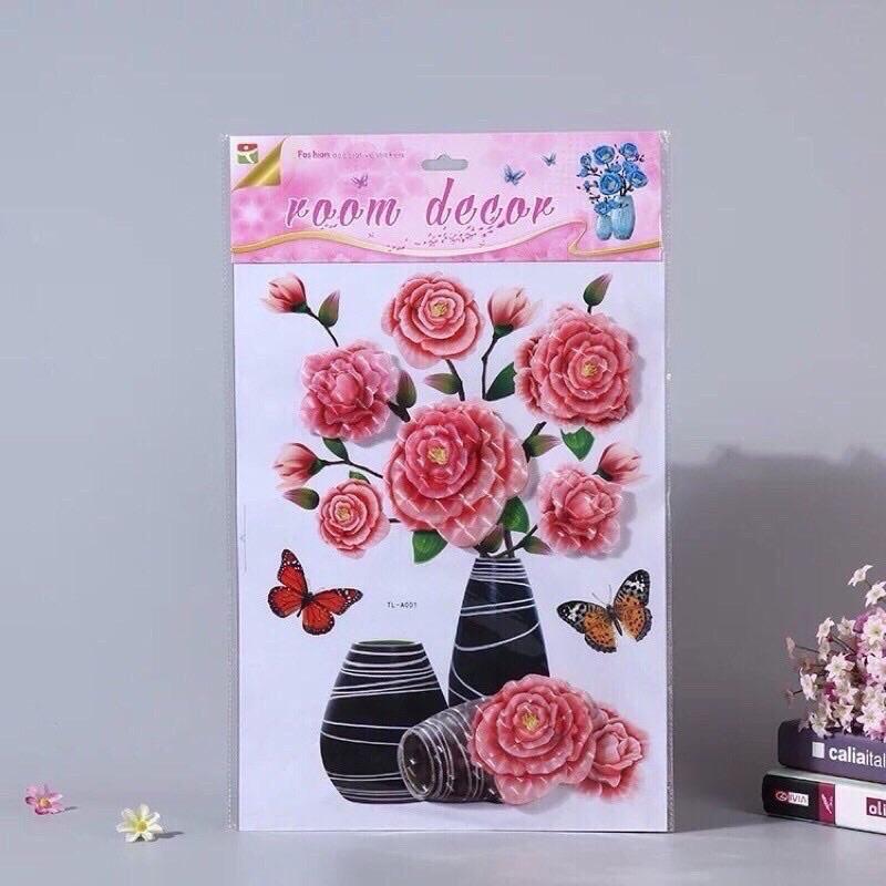 Tranh dán tường hoa nổi 3D sẵn keo dán Decor Decor Phòng Decal 4