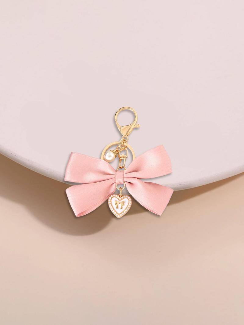 Product Introduction of Cute Bow & Heart Decor Keychain, Fashionable Keychain for Women & Girls, Trendy All-match Keychain for Birthday Gift 4