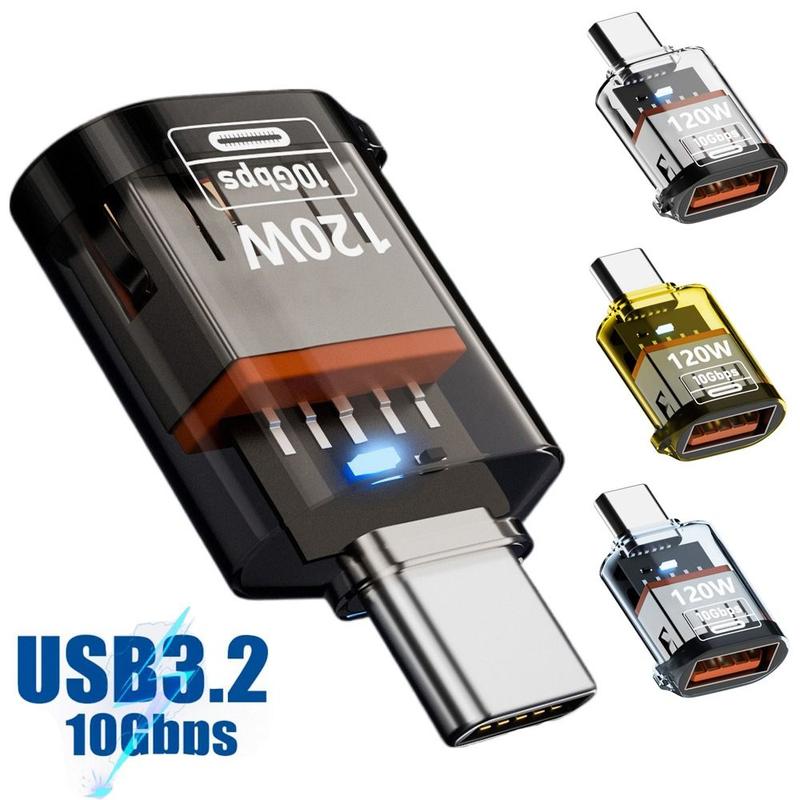 Chuyên nghiệp 10Gbps Bộ chuyển đổi Loại C sang USB-A Đèn báo Sạc nhanh Bộ mở rộng USB-C Đực sang cái 2 trong 1 Bộ chuyển đổi OTG HDD