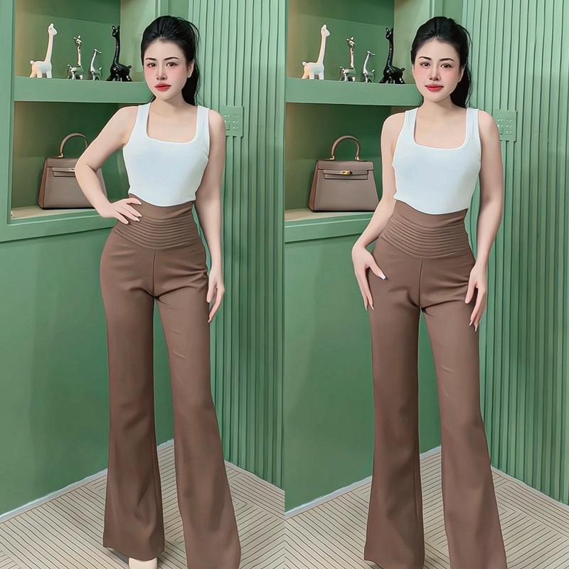 Quần Tây Nữ Ống Loe Dài 105cm Bản eo Xếp Li Nga Tây Boutique Q203