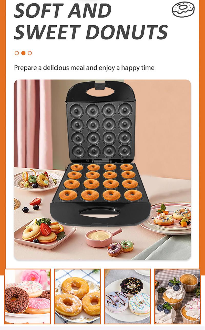 Product Introduction of Donut Machine Light Food Breakfast Machine Sandwich Machine Large 16-Hole Bread Maker Multifunctional Dessert Machine 1400W 1