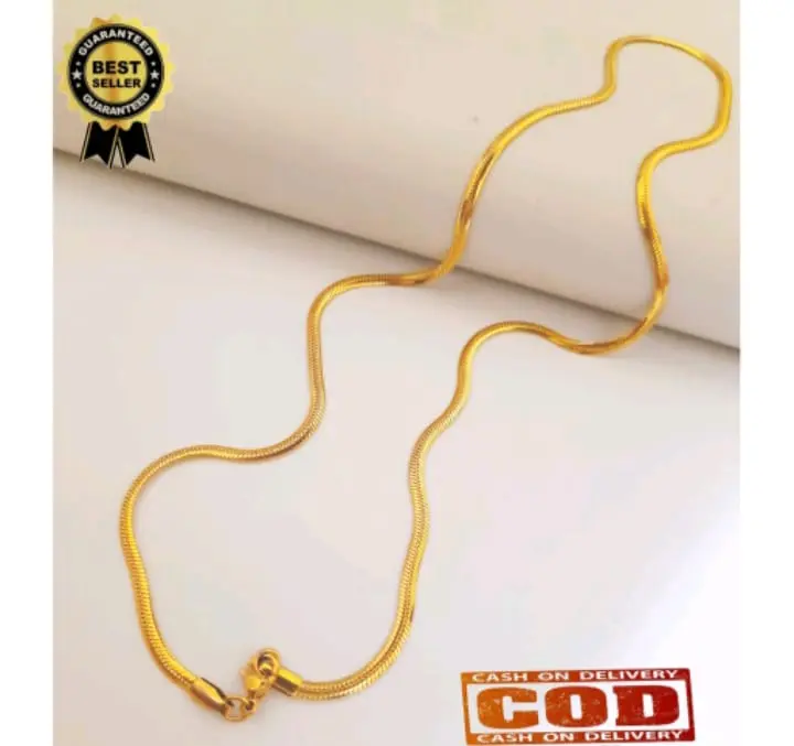 kalung titanium pria wanita gold belut anti karat selamanya