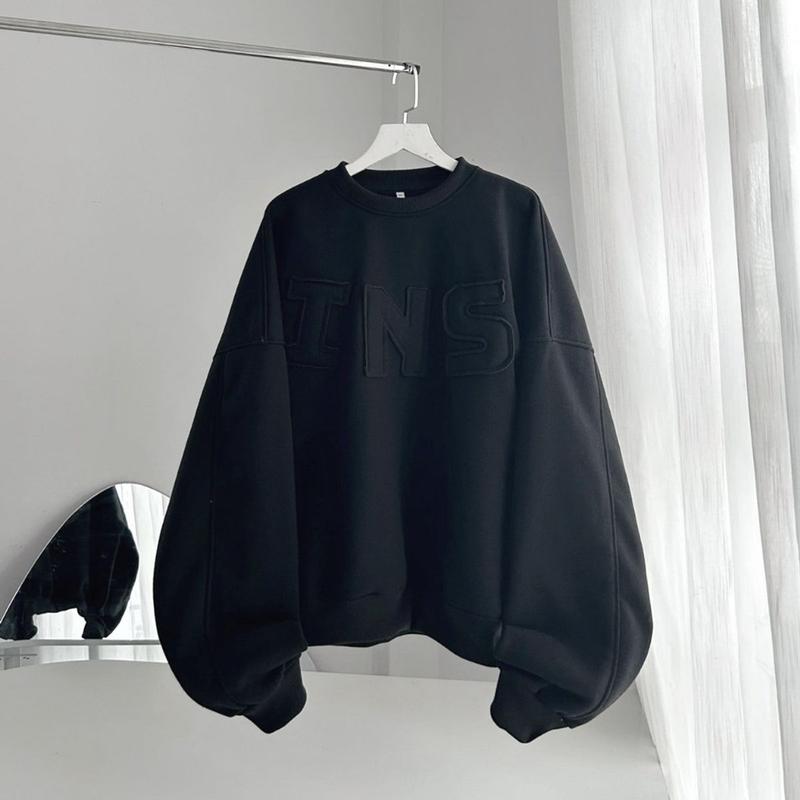 Ao sweater thêu chữ nổi INS (2) , Áo hoodie vải nỉ lót bông dày dặn form rộng unisex (2) 7