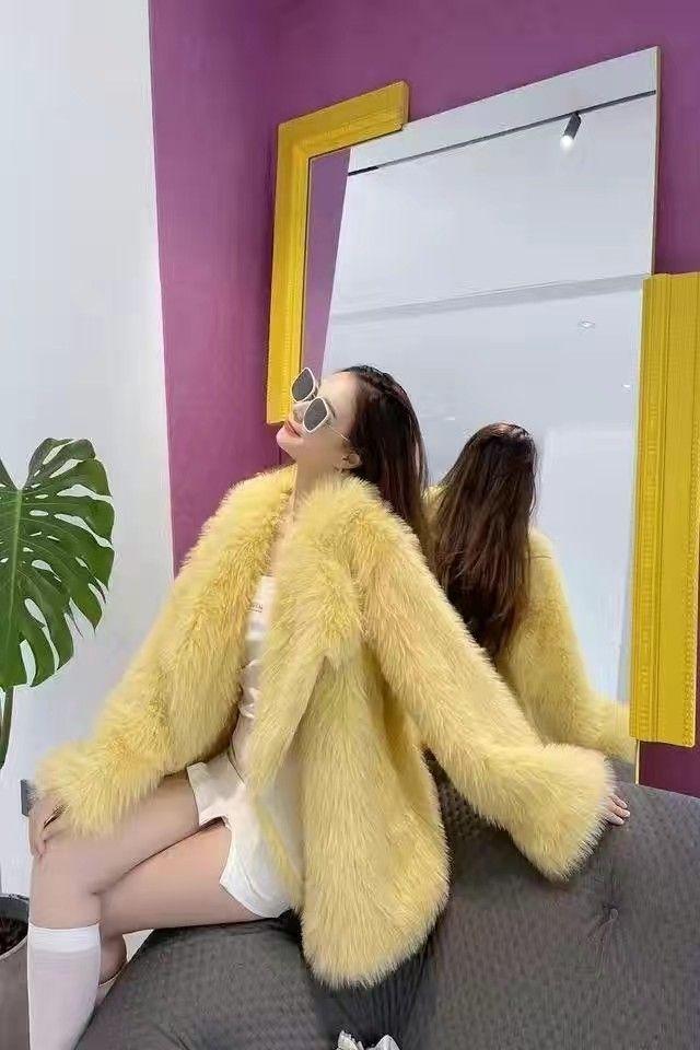 Product Introduction of 2024 New Imitation Fox Fur Slim Fashion Mid-Length Suit Fur Young Environmental Protection Fur Plush Coat for Women 10