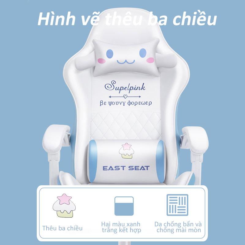 Ghế GameMẫu Mới Nhất, Ghế Livestream Chân Xoay 5 Cánh siêu dễ dàng để lắp ráp.Chân ghế nylon nhẵn phẳng.Thiết kế công thái học,Gối tựa lưng, tựa cổ đầy đủ. 7