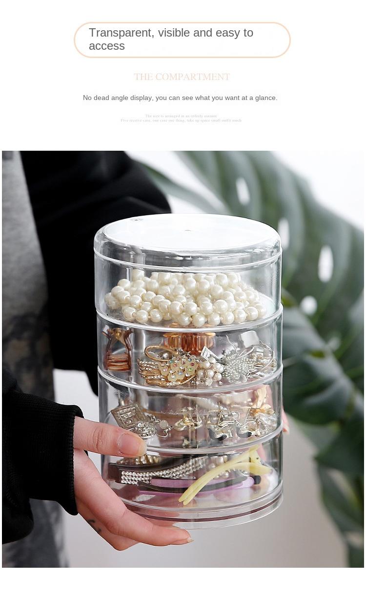 Product Introduction of Jewelry storage box, transparent storage box, handmade hair clip small jewelry jewelry jewelry jewelry box, red table, multi-layer princess ins style 4