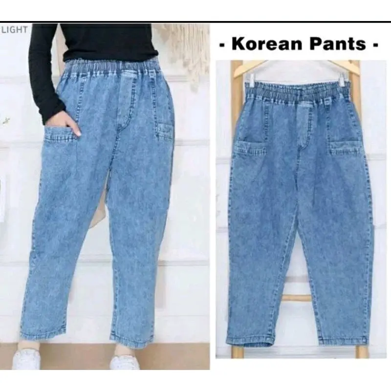 BIG SIZE Celana Baggy Pants BAMBE Jeans (Bb 45-85kg) Denim Melar Casual 4