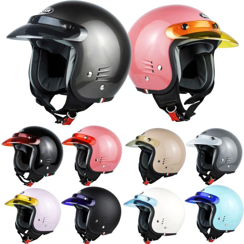Helm Bogo Polos Pria Wanita  Hijab Friendly Terbaru Retro Pet SNI Kaca Motorcycle 1