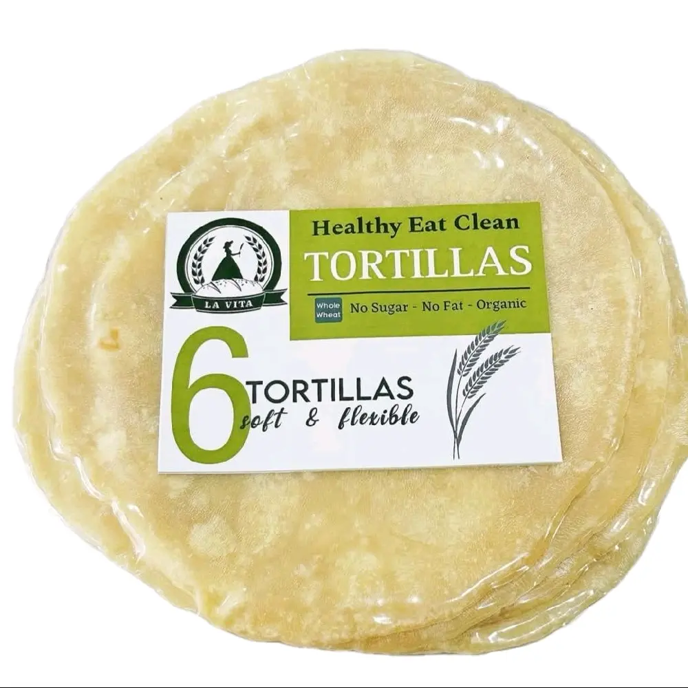 Bánh Tortillas Nguyên Cám La Vita 23cm (Túi 6 cái) - KHÔNG ĐƯỜNG - KHÔNG CHẤT BÉO - Healthy Eat clean
