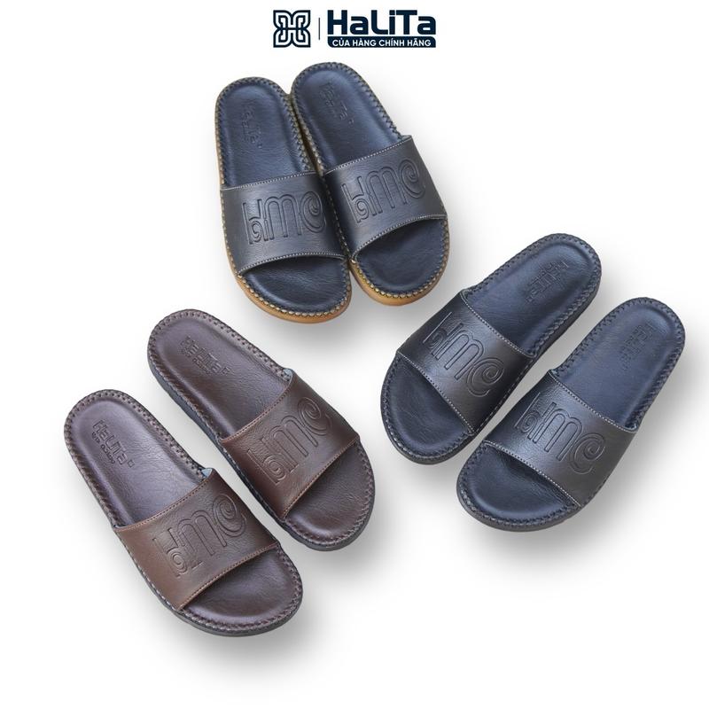    Dép Chống Trơn Trượt   - Dép in Vân Thái Da Nhúm Halita đi mưa đi nước bền Đế Nhẹ Có Răng Cưa bám đường tốt  khâu chỉ toàn bộ. Slipper DéP Đế Bằng Nam 